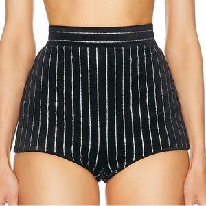 Alex Perry Crystal Velvet Mini Short in black